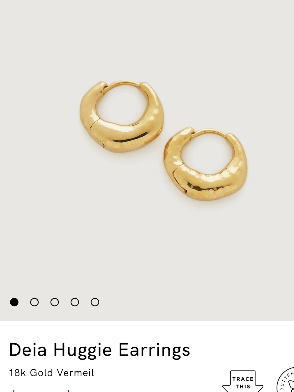 MONICA VINADER Gold Chunky Huggie Earrings